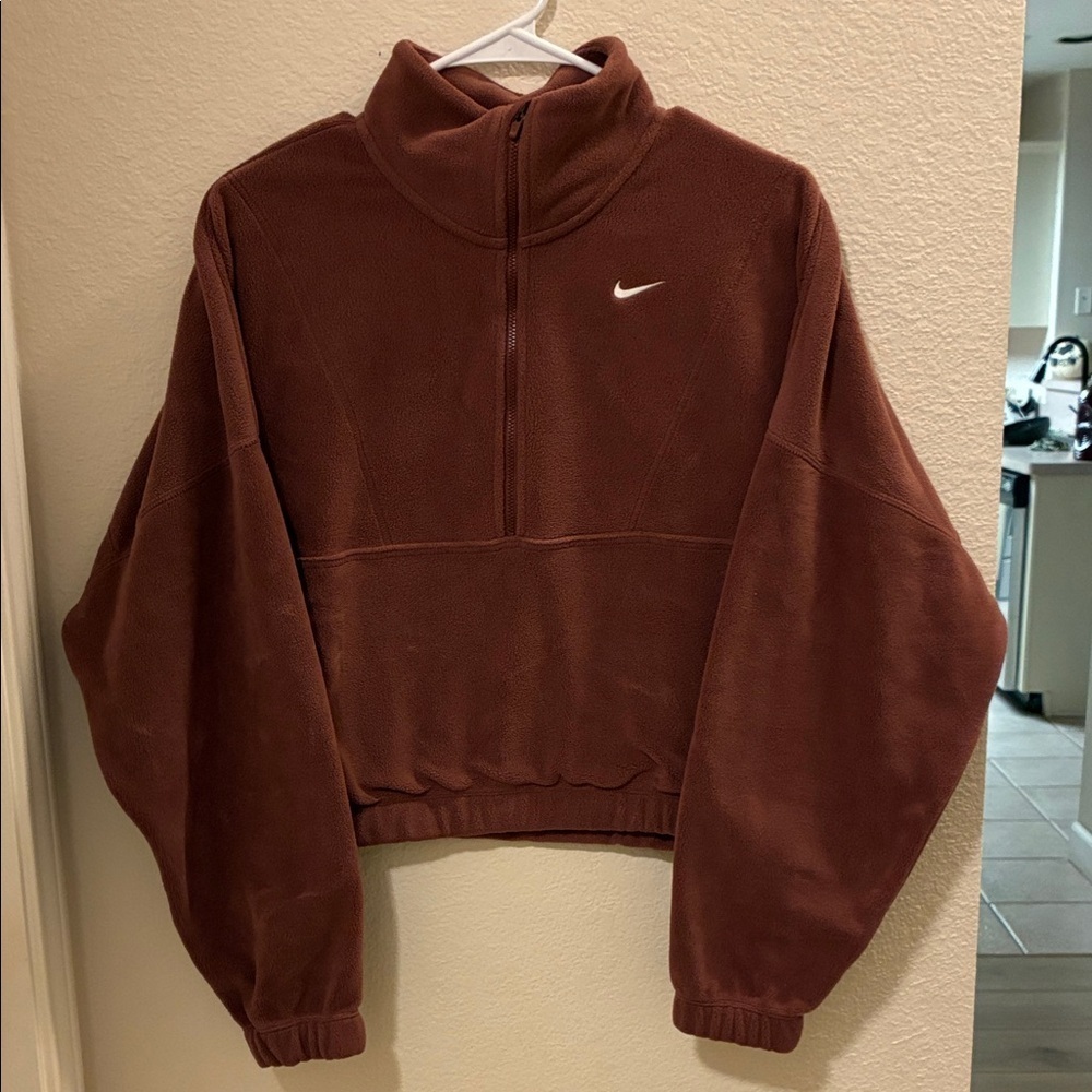 Nike Women's Chocolate Brown Zip-Up Sweatshirt - Picture 2 of 6